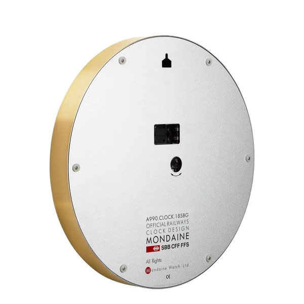 Reloj de pared Mondaine, dorado, esfera blanca - Imagen 3