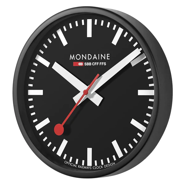 Reloj de pared Mondaine, color negro, esfera negra - Imagen 3