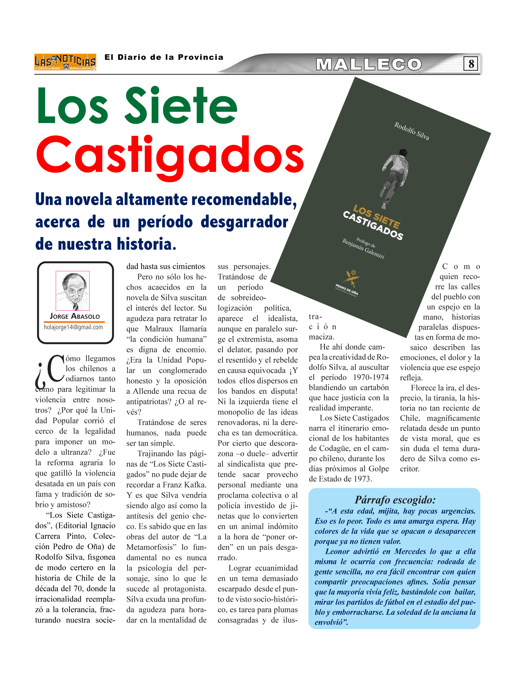 Los siete castigados, de Rodolfo Silva. Ignacio Carrera Pinto Ediciones, colección Pedro de Oña. - Imagen 7